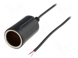 Car lighter socket | cables | 2000mm | Sup.volt: 7÷12VDC | 5A | black