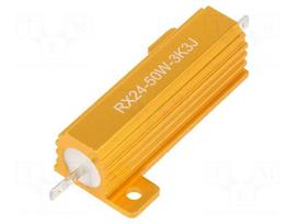 Resistor: wire-wound | with heatsink | 3.3kΩ | 50W | ±5% | 30ppm/°C