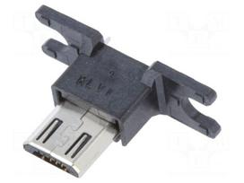 Connector: USB B micro | plug | ZX | flange (2 holes),on PCBs | PIN: 5
