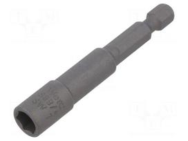 Screwdriver bit | 6-angles socket | 1/4" | HEX 7mm | without magnet