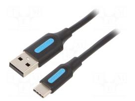 Cable | USB 2.0 | USB A plug,USB C plug | nickel plated | 0.5m | PVC