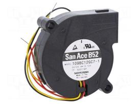 Fan: DC | blower | 12VDC | Ø52x15mm | 7.5m3/h | 43dBA | ball | 6200rpm