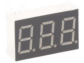 Display: LED | 7-segment | 9.2mm | 0.36" | No.char: 3 | red | 36÷72mcd