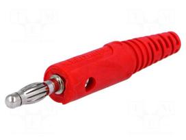 Laboratory connector: 4mm banana | plug | 32A | 33VAC | 70VDC | red