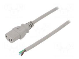 Cable | 3x0.75mm2 | IEC C13 female,cables | PVC | 1.8m | grey | 10A | 250V