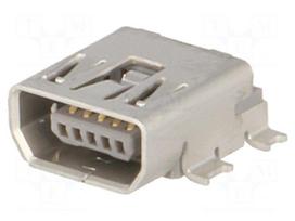 Connector: USB AB mini | socket | on PCBs | SMT | PIN: 5 | horizontal