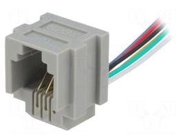 Connector: RJ12 | socket | 150mm | PIN: 6 | with panel stop blockade