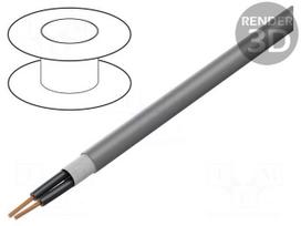 Wire: control cable | 2x0.5mm2 | PUR | grey | stranded | Cu | 5.3mm | none