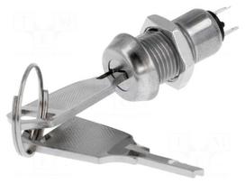 Switch: key switch | Stabl.pos: 2 | OFF-ON | SPST | Cutout: Ø12mm | 90°