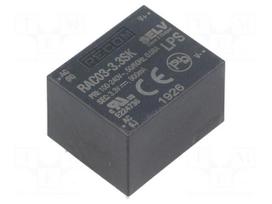 Converter: AC/DC | 3W | Uin: 85÷264VAC,120÷370VDC | Uout: 3.3VDC | 69%
