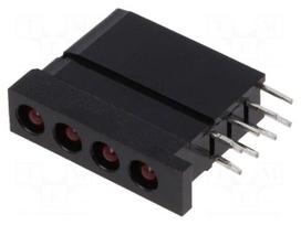 LED | in housing | 3.3mm | No.of diodes: 4 | red | 20mA | 60° | 1.2÷4mcd