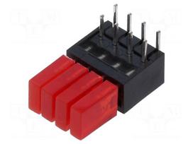 LED | in housing | 1.8mm | No.of diodes: 4 | red | 20mA | 110° | 3÷7mcd