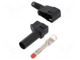 Laboratory connector: 4mm banana | plug | 32A | black | nickel plated
