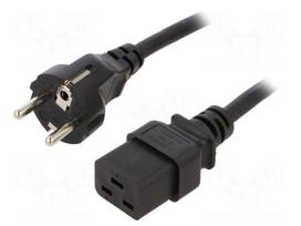 Cable | H05VV-F | CEE 7/7 (E/F) plug,IEC C19 female | 3m | black | 16A