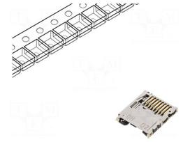 Connector: for cards | microSD | bottom board mount,push-push | SMT