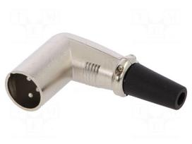 Connector: XLR | plug | male | PIN: 3 | angled 90° | for cable | soldering