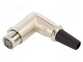 Connector: XLR | plug | female | PIN: 4 | angled 90° | for cable | silver