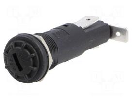 Fuse holder | 6.3x32mm | 250V | on panel | black | UL94V-0 | polyester