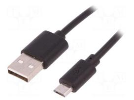 Cable | USB 2.0 | USB A plug,USB B micro plug | 0.25m | black