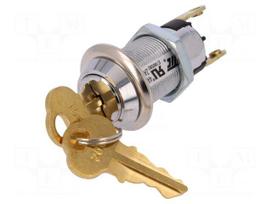 Switch: key switch | Stabl.pos: 1 | OFF-(ON) | SPST | Cutout: Ø19mm