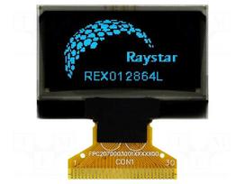 Display: OLED | graphical | 1.28" | 128x64 | Dim: 34.5x23x1.65mm | blue