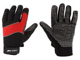 Protective gloves | Size: 9 | black-red | microfiber,plastic