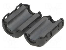 Ferrite: two-piece | on round cable | Ø: 9.5mm | 144Ω | A: 21.5mm