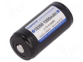 Re-battery: Li-Ion | 18350 | 3.7V | 1100mAh | Ø18.6x39mm | 8A | 1pcs.