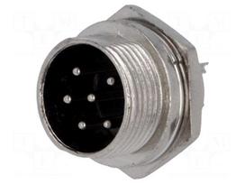 Connector: microphone | socket | male | PIN: 6 | for panel mounting