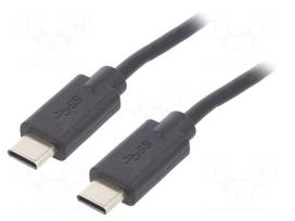 Cable | USB 2.0 | USB C plug,both sides | 1.4m | black