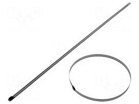 Cable tie | L: 450mm | W: 7mm | stainless steel AISI 304 | 445N | black