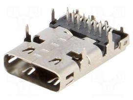 Connector: USB C | socket | THT | angled | USB 3.1