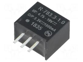 Converter: DC/DC | 3.3W | Uin: 4.75÷18VDC | Uout: 3.3VDC | Iout: 1A | SIP3
