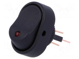 ROCKER | SPST | Pos: 2 | ON-OFF | 30A/12VDC | black | LED | R13-133-DC | oval