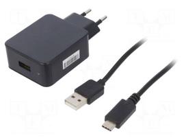 Power supply: switching | mains,plug-in | 5VDC | 3A | 15W | Out: USB C