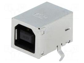 Connector: USB B | socket | on PCBs | THT | PIN: 4 | angled 90° | shielded