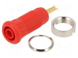 Laboratory connector: 2mm banana | socket | Overall len: 29mm | red