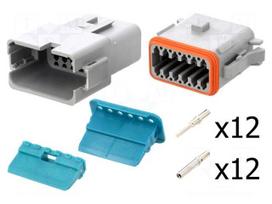 Connector: wire-wire | plug | male + female | AT | PIN: 12 | IP67,IP69K