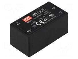 Converter: AC/DC | 15W | Uin: 85÷264VAC,120÷370VDC | Uout: 15VDC | 82%