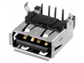 Connector: USB A | socket | on PCBs | THT | PIN: 4 | angled 90° | USB 2.0
