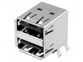 Connector: USB A | socket | on PCBs | THT | PIN: 4 | angled 90° | double