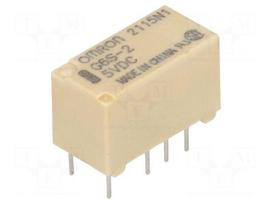 Relay: electromagnetic | Ucoil: 5VDC | DPDT | Icontacts max: 2A | G6S
