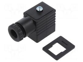 Plug for coil | PIN: 3 | black | 0÷230V | IP65 | A: 20.8mm | B: 28.5mm