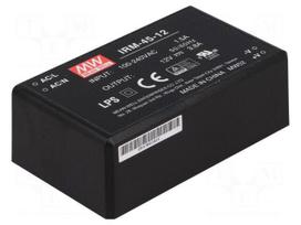 Converter: AC/DC | 45.6W | Uin: 85÷264VAC | 12VDC | Iout: 3800mA | OUT: 1