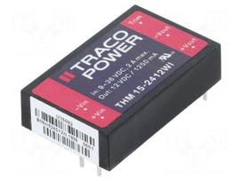 Converter: DC/DC | 15W | Uin: 9÷36VDC | Uout: 12VDC | Iout: 1250mA | THT