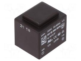 Transformer: encapsulated | 2.8VA | 220VAC | 12V | 233mA | PCB | BVEI