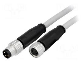 Cable: for sensors/automation | M8 | PIN: 3 | M8 male,M8 female | 5m