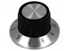 Knob | with flange | plastic | Øshaft: 6.35mm | Ø15.2x14.2mm
