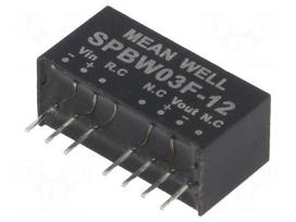 Converter: DC/DC | 3W | Uin: 9÷36VDC | Uout: 12VDC | Iout: 0÷250mA | SIP8