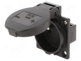 Connector: AC supply | socket | 2P+PE | 230VAC | 16A | black | PIN: 3 | IP54